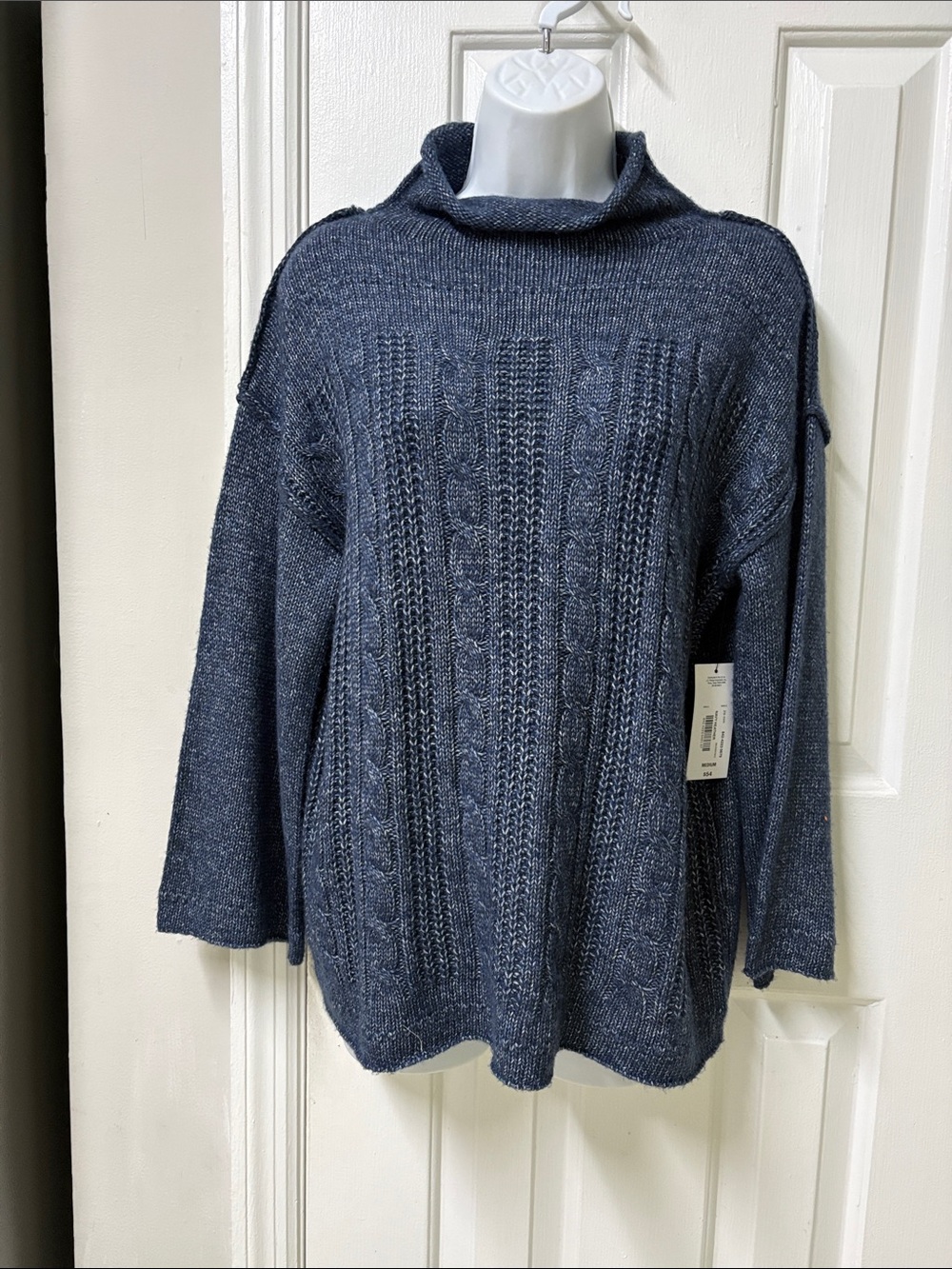 a.n.a Navy Cable Knit Turtleneck Sweater